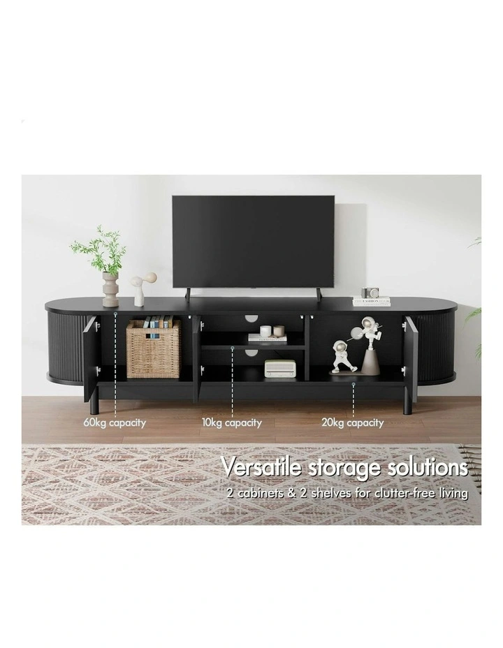 TV Cabinet Entertainment Unit Stand 160cm in Black image 3