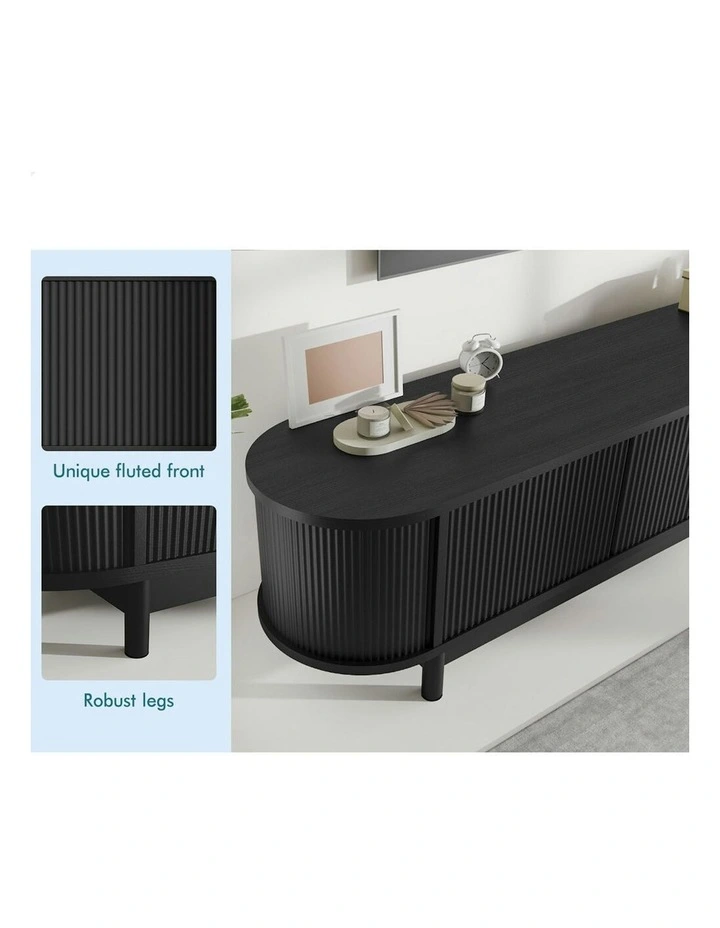 TV Cabinet Entertainment Unit Stand 160cm in Black image 4