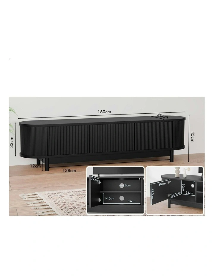 TV Cabinet Entertainment Unit Stand 160cm in Black image 6