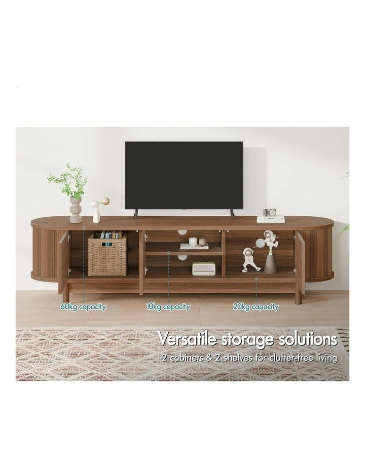 ALFORDSON Entertainment Unit TV Cabinet Stand 160cm Storage Shelf Walnut Wooden image 3