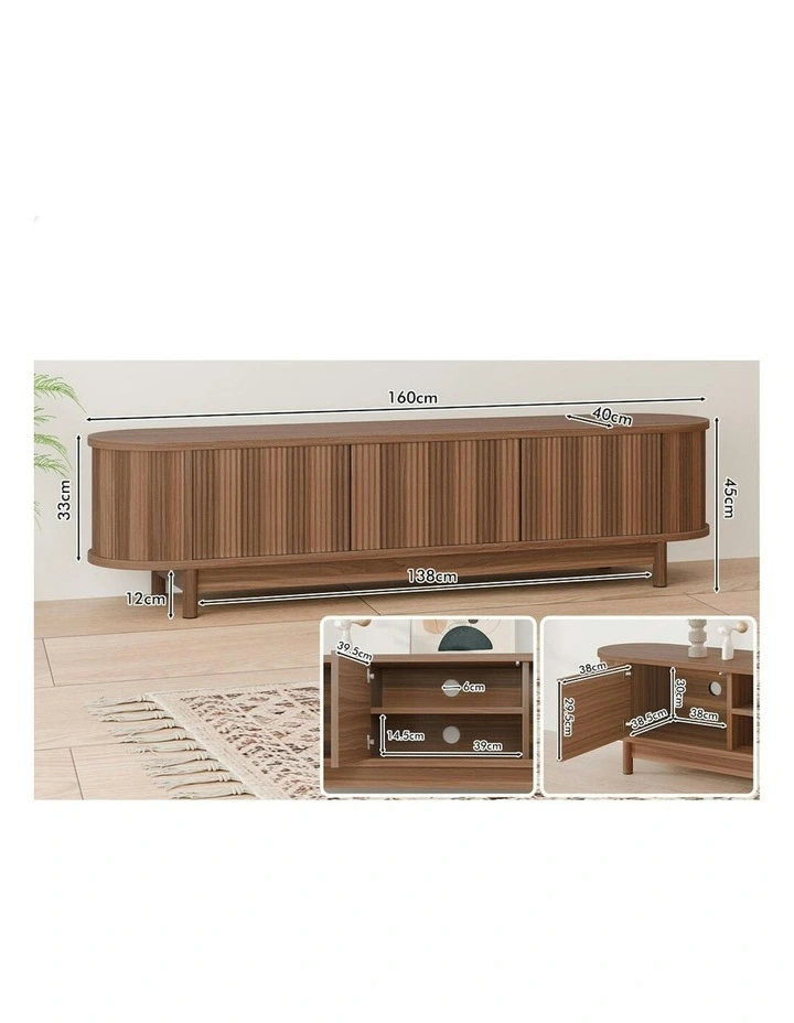 ALFORDSON Entertainment Unit TV Cabinet Stand 160cm Storage Shelf Walnut Wooden image 6