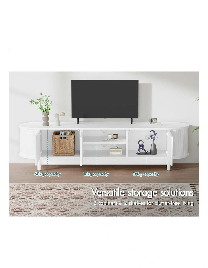 ALFORDSON TV Cabinet Entertainment Unit Stand 160cm Storage Shelf White image 3