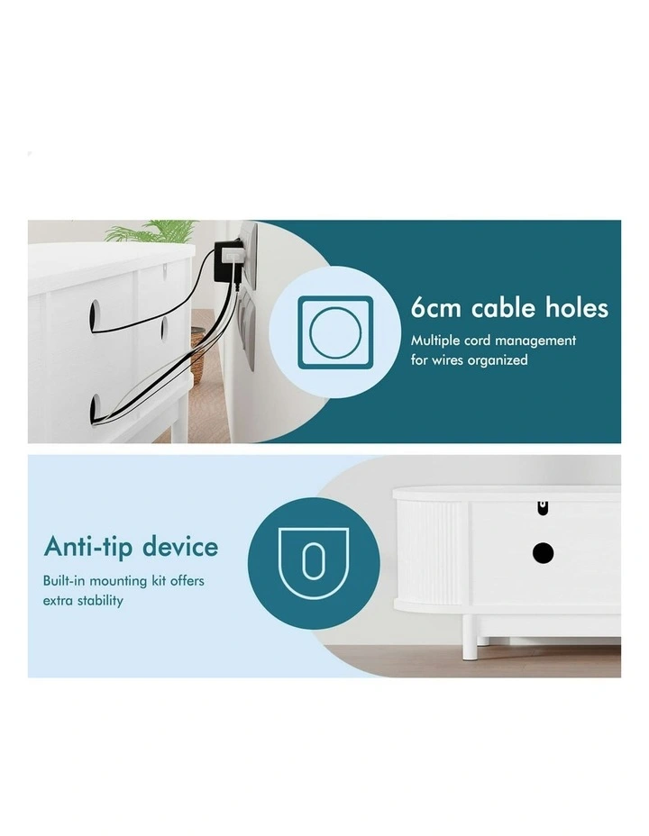 ALFORDSON TV Cabinet Entertainment Unit Stand 160cm Storage Shelf White image 4