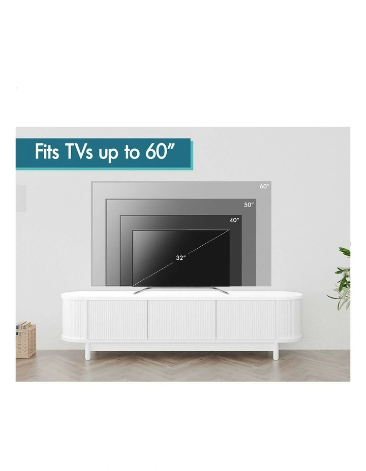 ALFORDSON TV Cabinet Entertainment Unit Stand 160cm Storage Shelf White image 5