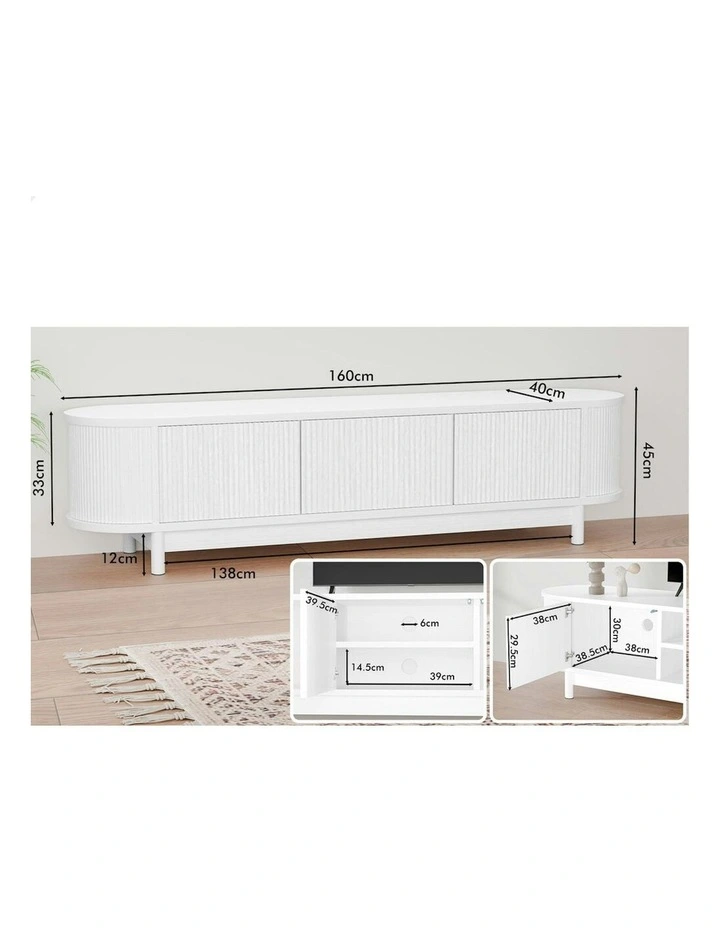 ALFORDSON TV Cabinet Entertainment Unit Stand 160cm Storage Shelf White image 6