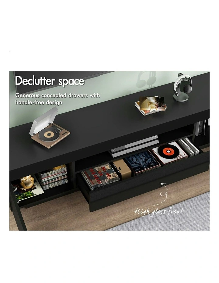 Entertainment Unit Gloss 180cm in Black image 5