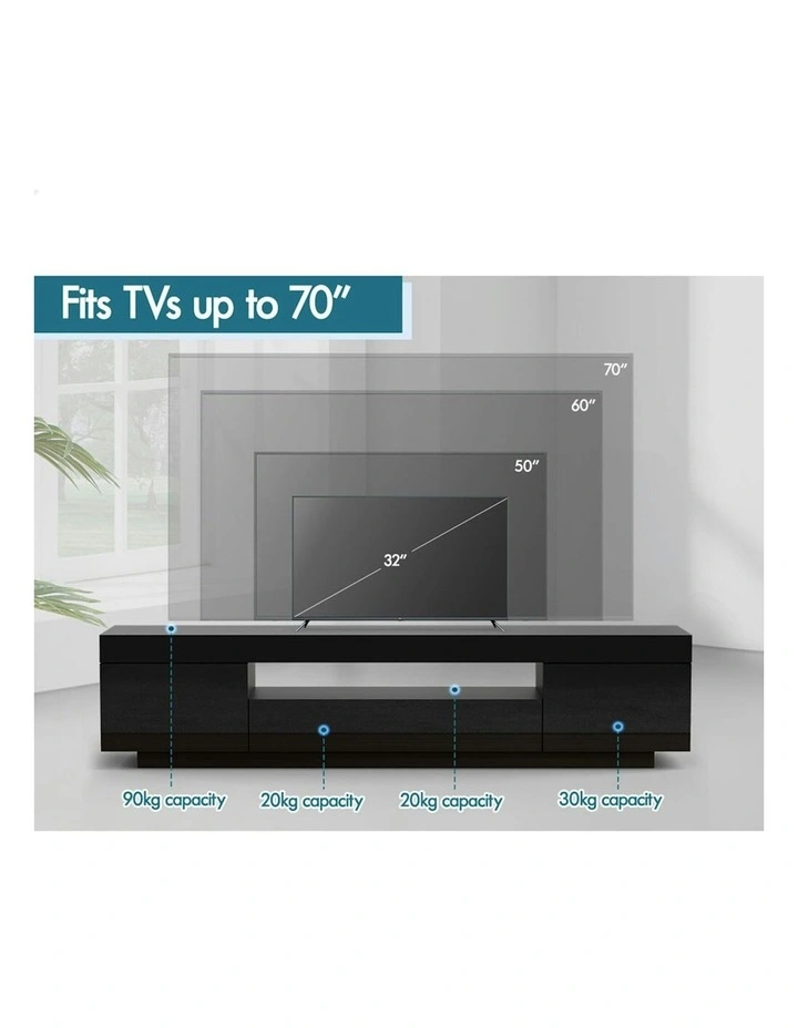 Entertainment Unit Gloss 180cm in Black image 6