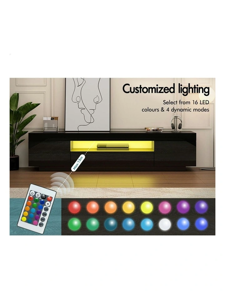 Entertainment Unit Gloss 180cm in Black image 7