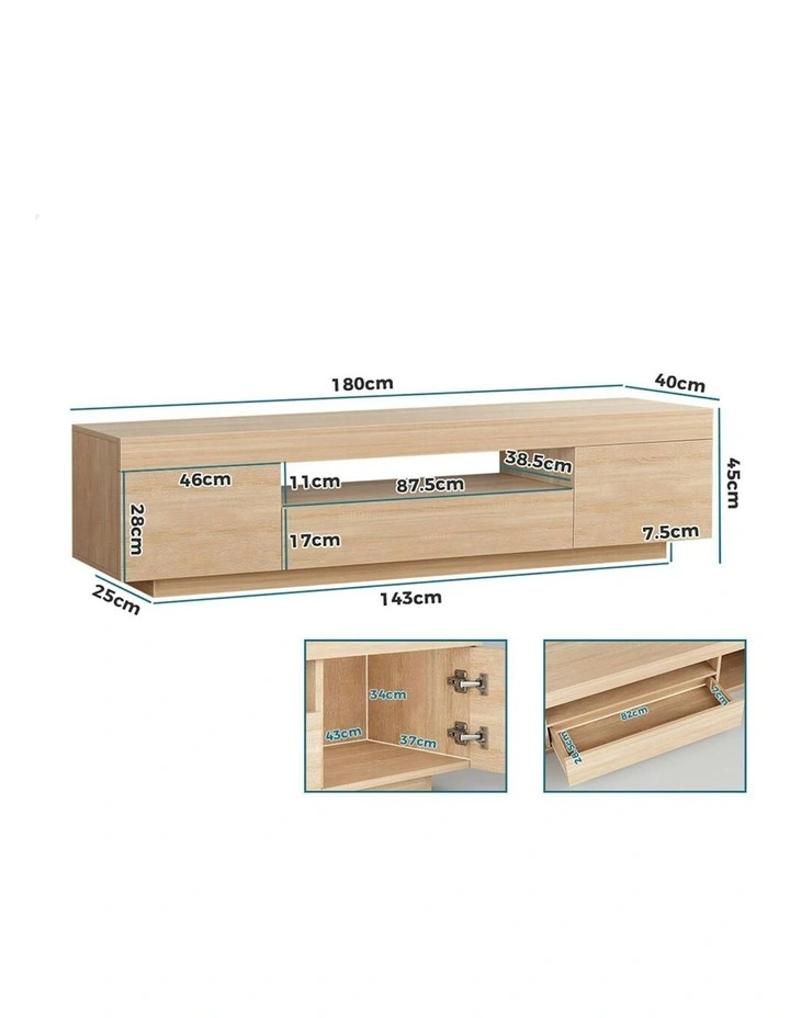 ALFORDSON Entertainment Unit Gloss Oak 180cm image 3