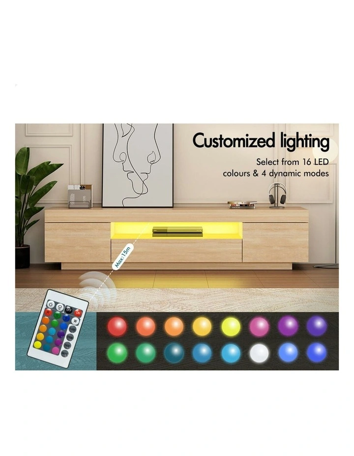 ALFORDSON Entertainment Unit Gloss Oak 180cm image 7