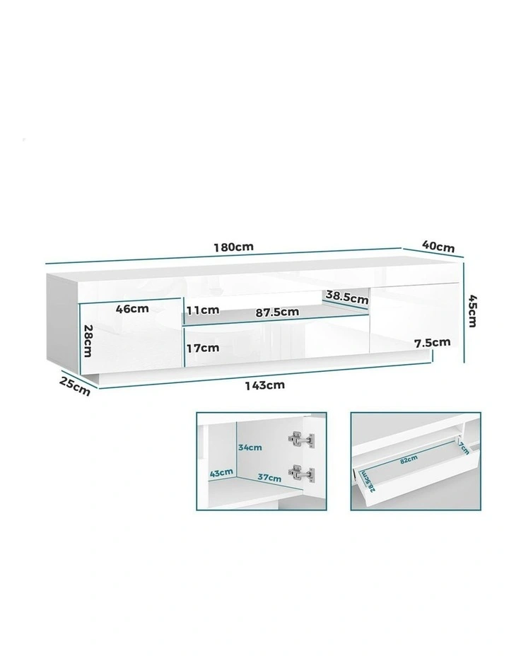 ALFORDSON Entertainment Unit Gloss White 180cm image 3