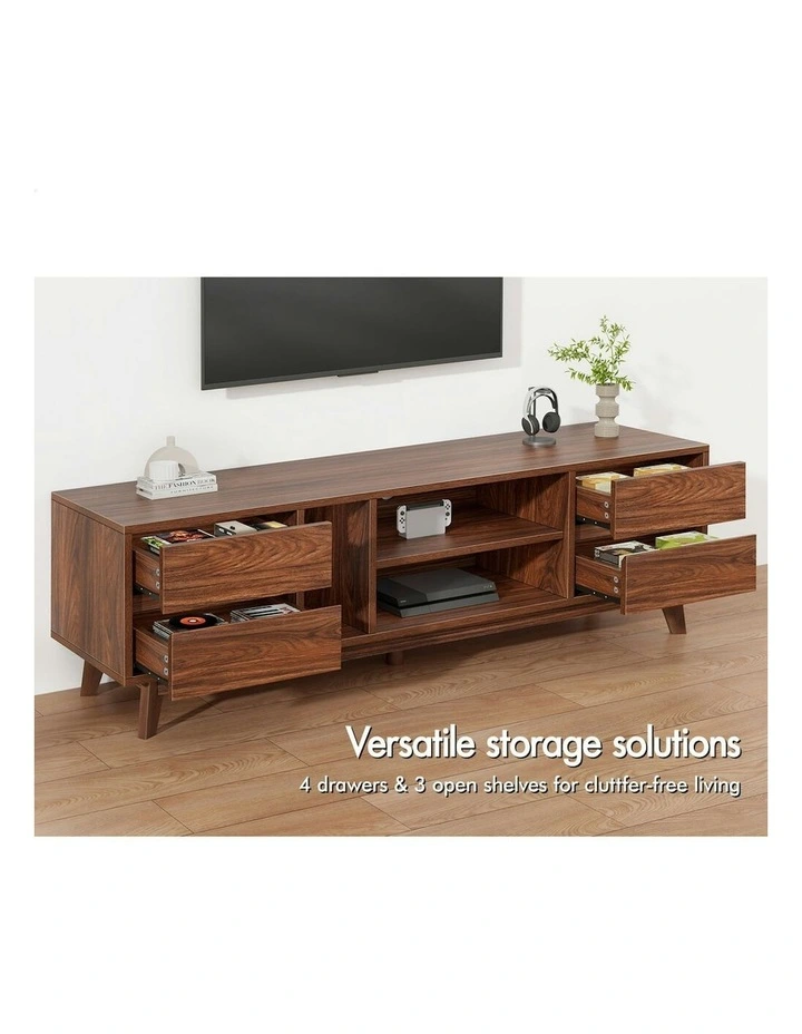 Entertainment Unit TV Cabinet Stand Drawer Shelf 180cm in Walnut image 3