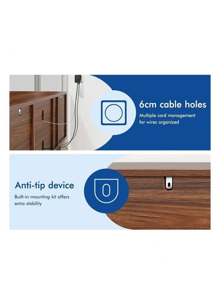 Entertainment Unit TV Cabinet Stand Drawer Shelf 180cm in Walnut image 4