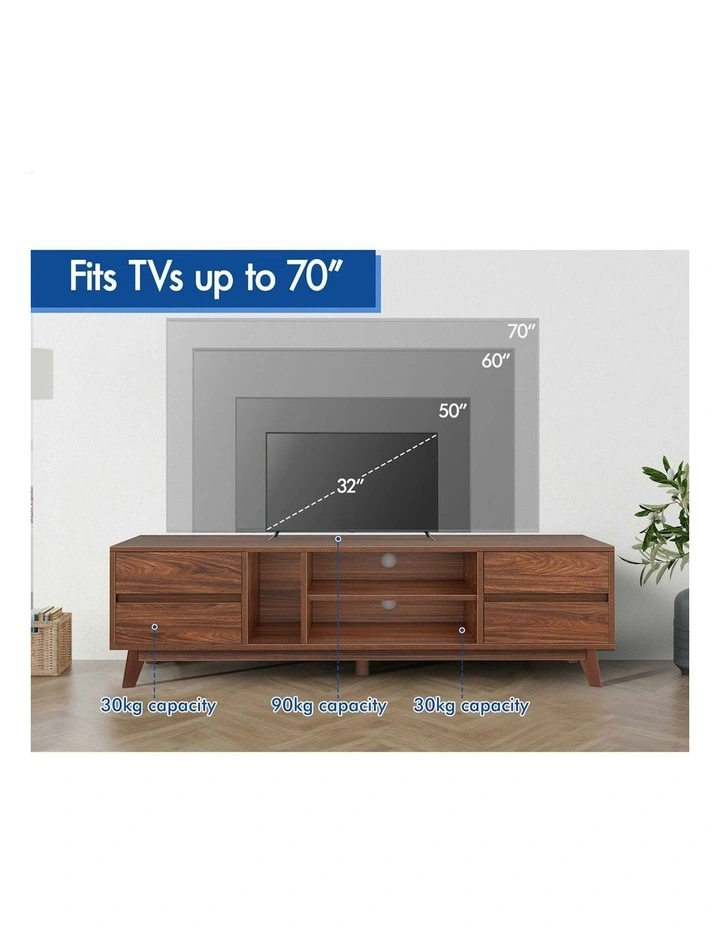 Entertainment Unit TV Cabinet Stand Drawer Shelf 180cm in Walnut image 5
