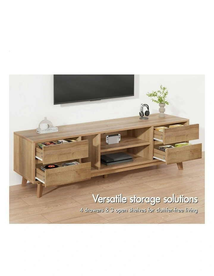 ALFORDSON Entertainment Unit TV Cabinet Stand 180cm Oak image 3