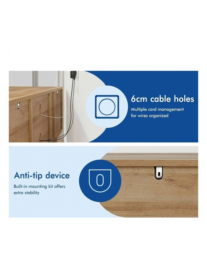 ALFORDSON Entertainment Unit TV Cabinet Stand 180cm Oak image 4