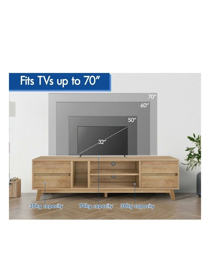 ALFORDSON Entertainment Unit TV Cabinet Stand 180cm Oak image 5