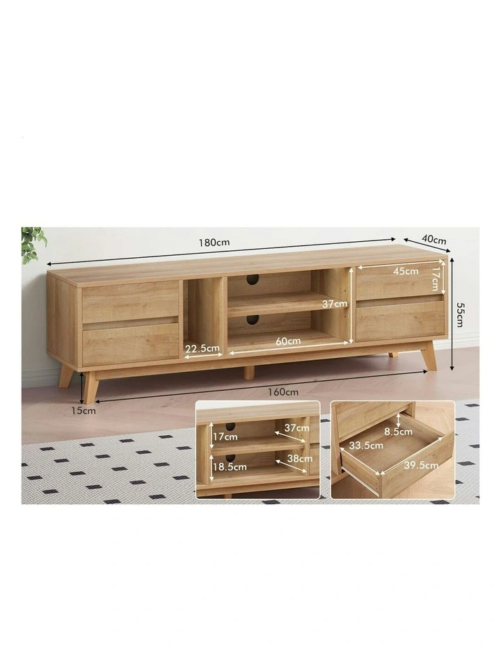 ALFORDSON Entertainment Unit TV Cabinet Stand 180cm Oak image 6