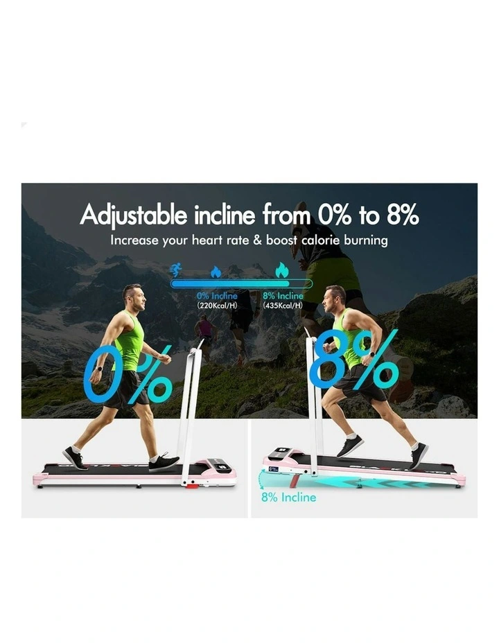 Incline Folding Magnetic Remote Electric Walking Pad Treadmill in Pink image 4
