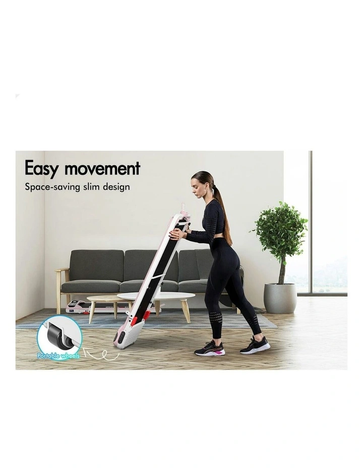 Incline Folding Magnetic Remote Electric Walking Pad Treadmill in Pink image 7
