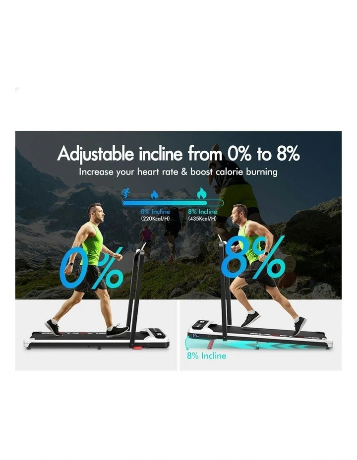 Incline Folding Magnetic Remote Electric Walking Pad Treadmill in White image 4