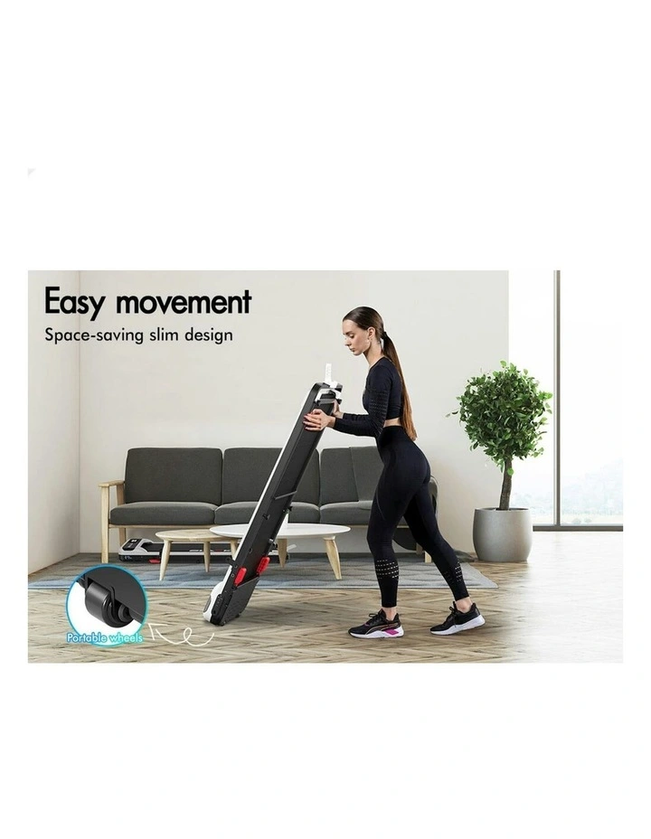 Incline Folding Magnetic Remote Electric Walking Pad Treadmill in White image 7