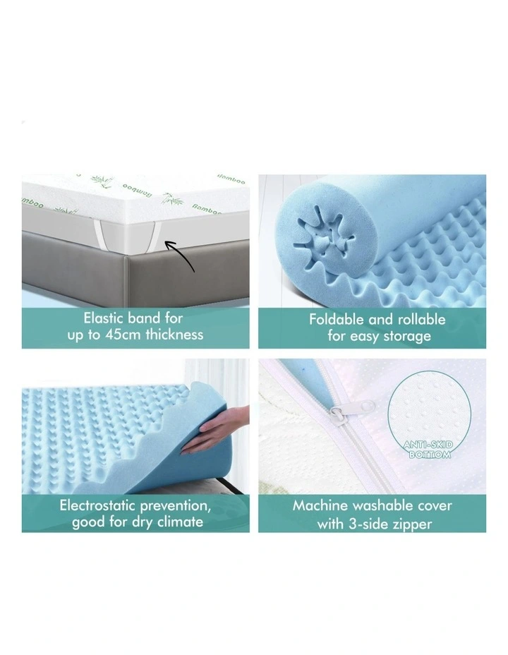 Memory Foam Queen Airflow Cool Gel Bamboo Mattress Topper 10cm in Multi image 5