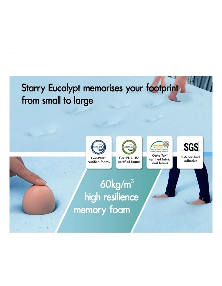 Memory Foam Single Airflow Cool Gel Bamboo Mattress Topper 10cm in Multi image 4