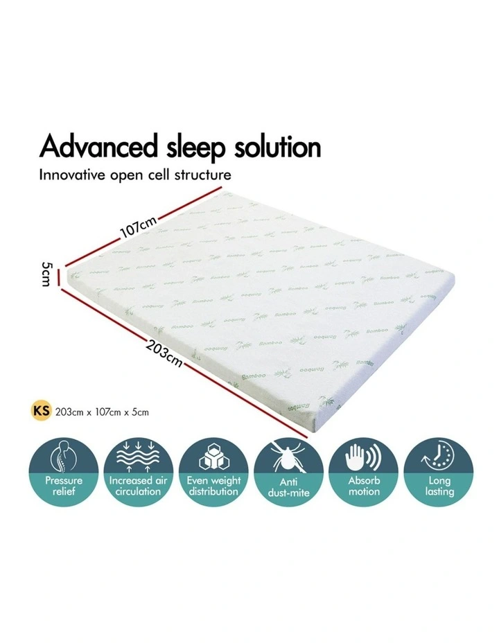 Memory Foam King Single Airflow Wave Mattress Topper 5cm in Multi image 3