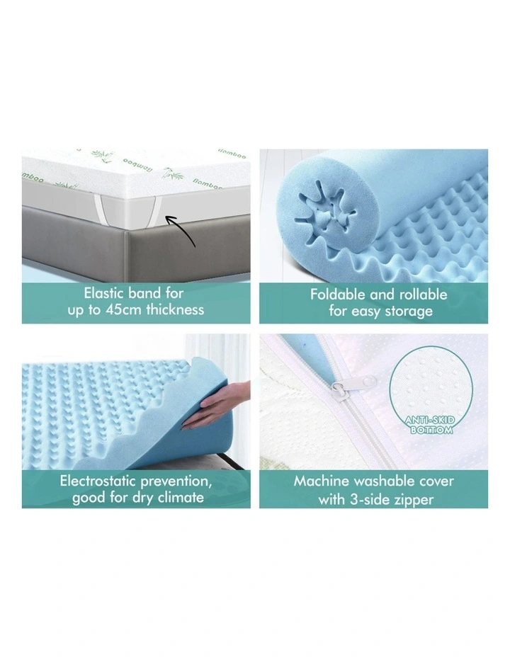 Memory Foam King Single Airflow Wave Mattress Topper 5cm in Multi image 6