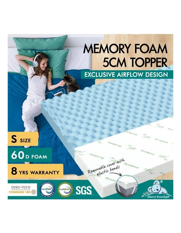 Memory Foam Single Airflow Wave Mattress Topper 5cm in Multi image 2