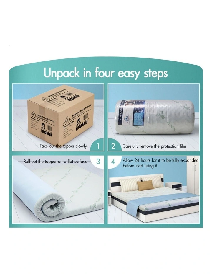 Memory Foam King 7-Zone Cool Gel Bamboo Mattress Topper 10cm in Multi image 7