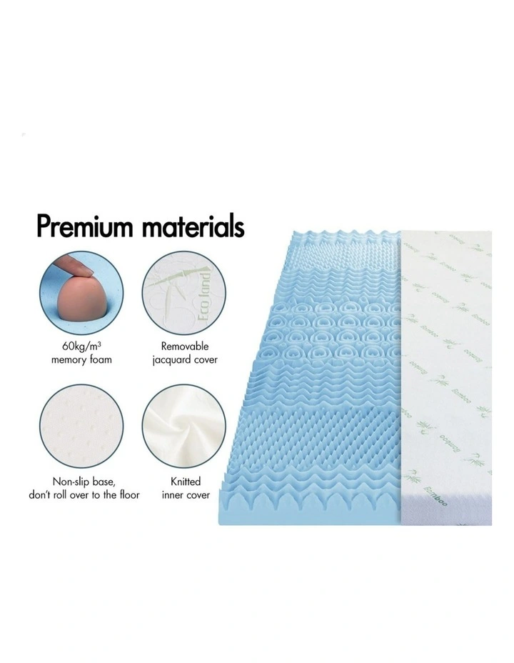 Memory Foam King Single Size Mattress 7-Zone Cool Gel Bamboo Topper 10cm in Multi image 3