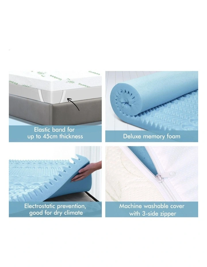 Memory Foam Queen 7-Zone Cool Gel Bamboo Mattress Topper 10cm in Multi image 6