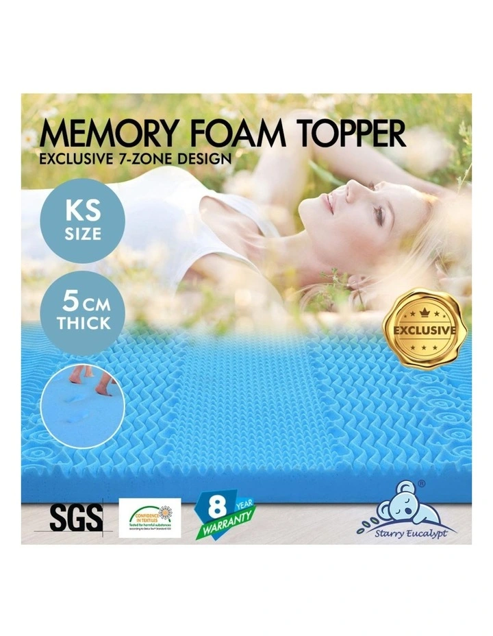 Memory Foam King Single 7 Zone Mattress Topper 5cm in Multi image 2