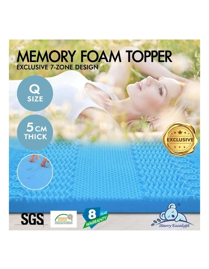 Memory Foam Queen 7 Zone Mattress Topper 5cm in Multi image 2