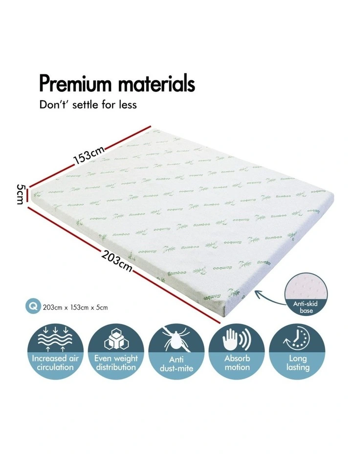 Memory Foam Queen 7 Zone Mattress Topper 5cm in Multi image 3