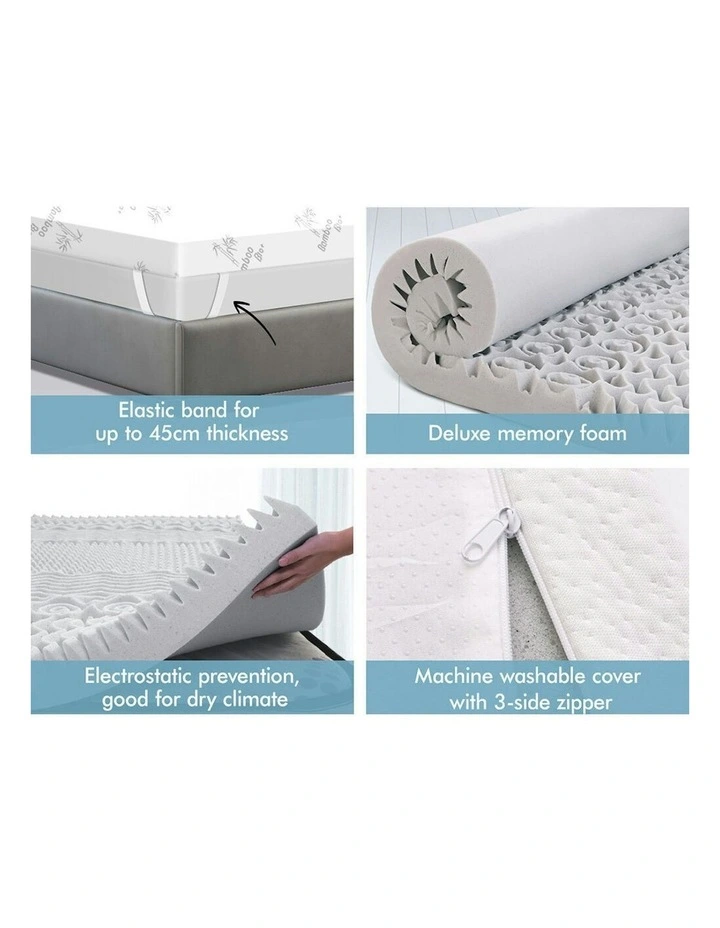 Graphite Infused Single 7 Zone Memory Foam Mattress Topper 8cm in Multi image 2