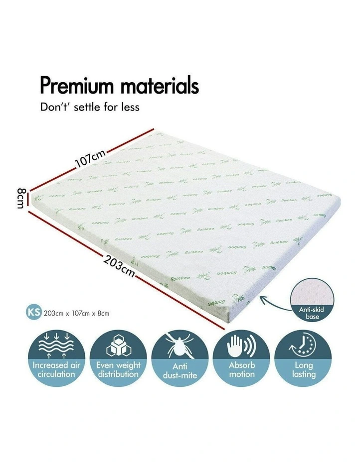 Memory Foam King Single 7 Zone Mattress Topper 8cm in Multi image 6