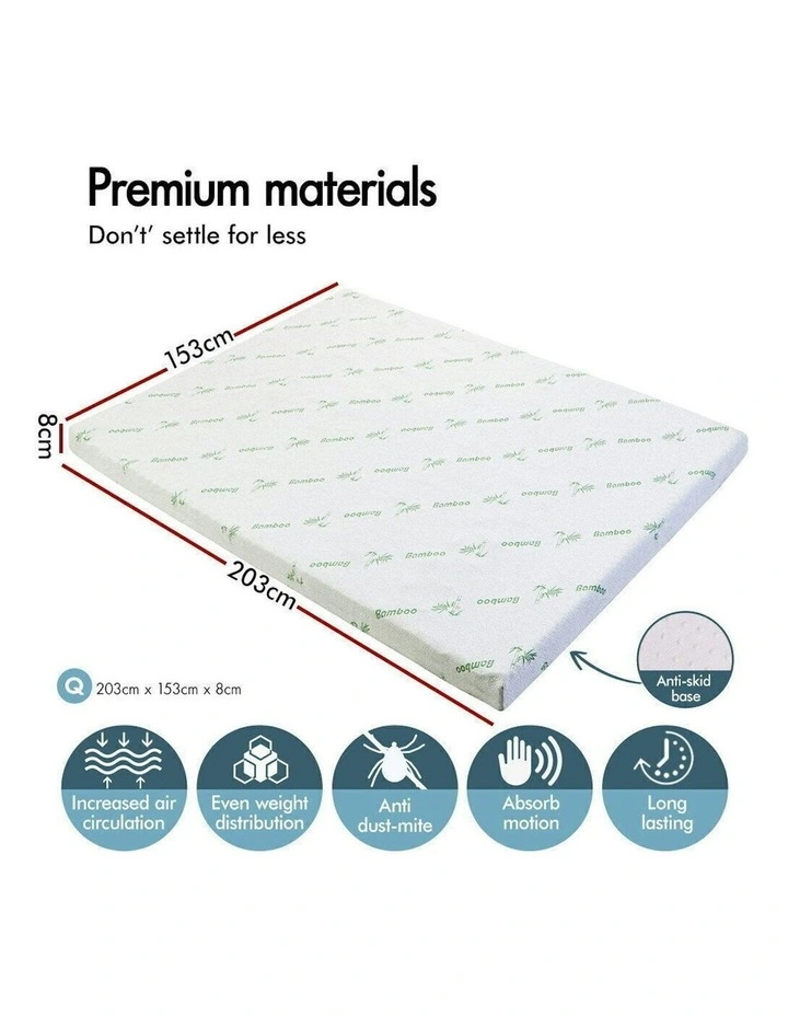 Memory Foam Queen 7 Zone Mattress Topper 8cm in Multi image 6