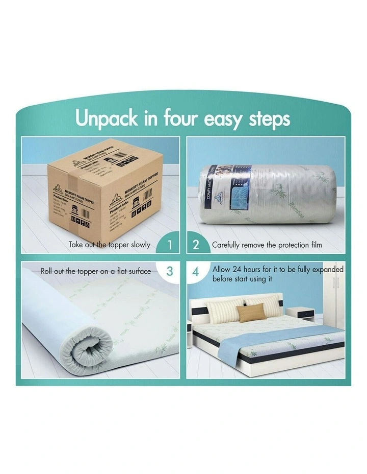 Memory Foam Double Airflow Cool Gel Bamboo Zone Bed Mattress Topper 8cm in Multi image 7