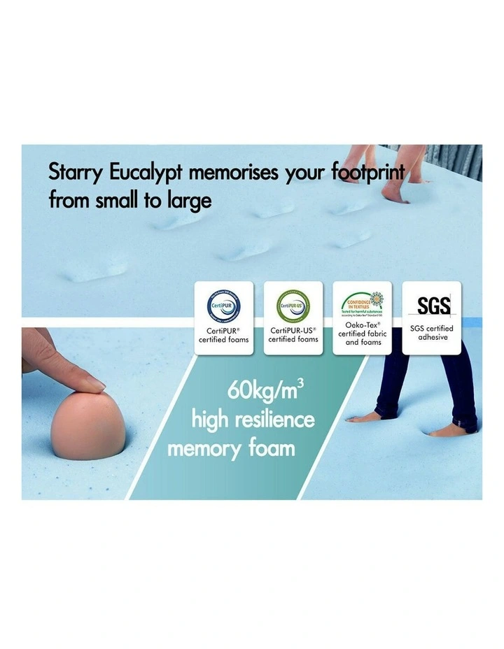 Memory Foam Queen Airflow Cool Gel Bamboo Zone Bed Mattress Topper 8cm in White image 4