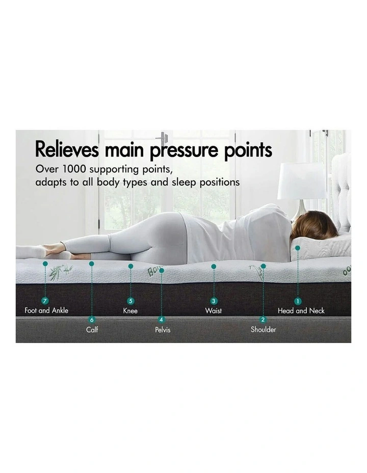 Memory Foam Single Airflow Cool Gel Bamboo Zone Bed Mattress Topper 8cm in White image 4
