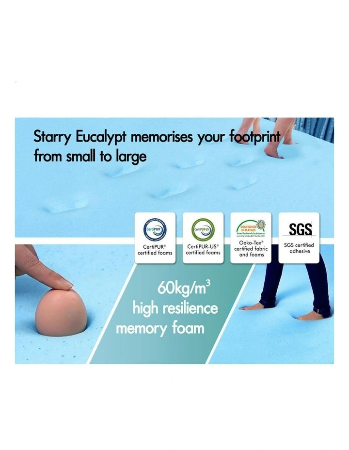 Memory Foam King Ventilated Gel Bamboo Mattress Topper 12cm in Multi image 5