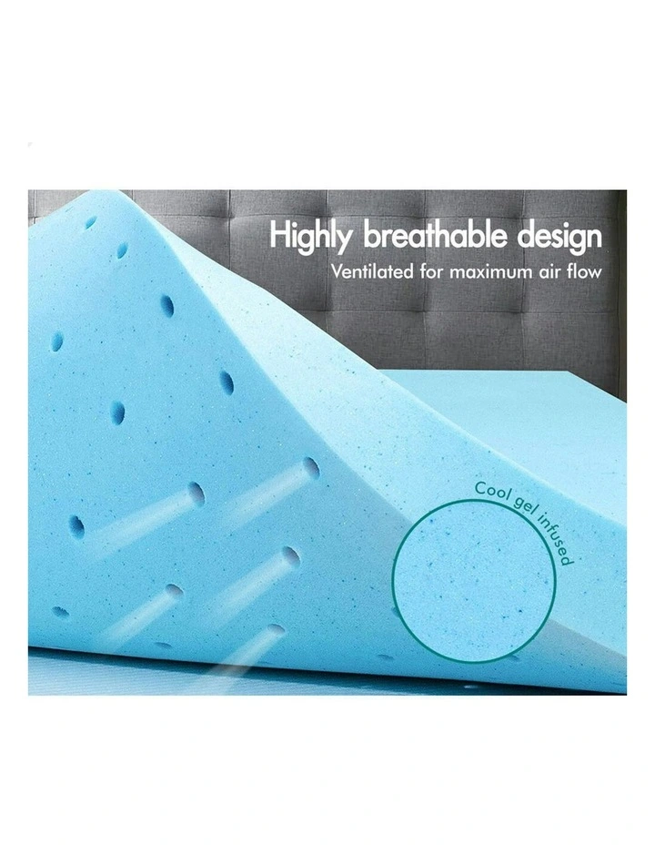 Memory Foam King Single Ventilated Gel Bamboo Mattress Topper 12cm in Multi image 3