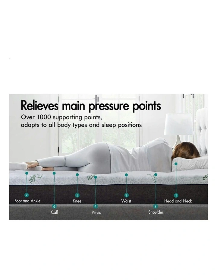 Memory Foam Queen Ventilated Gel Bamboo Mattress Topper 12cm in Multi image 4