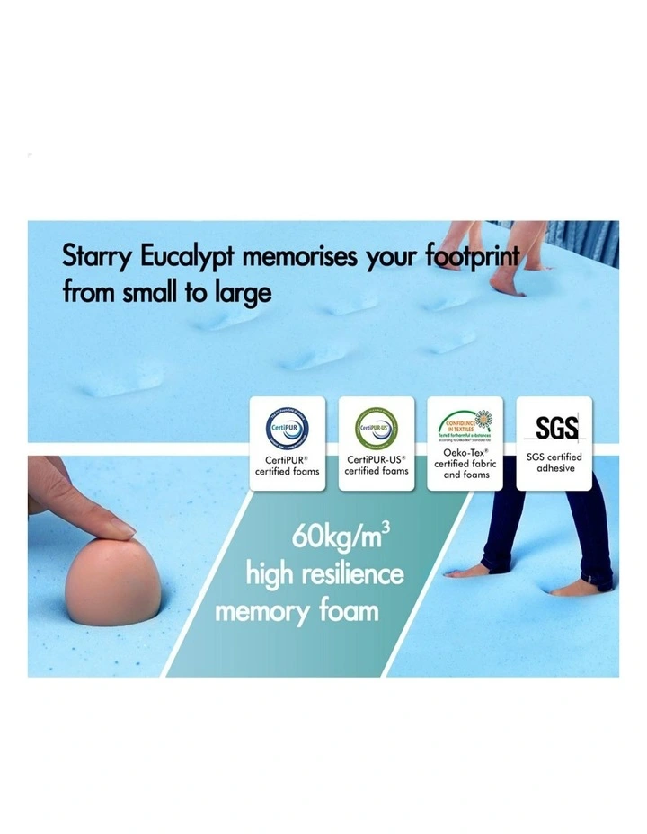 Memory Foam Queen Ventilated Gel Bamboo Mattress Topper 12cm in Multi image 5