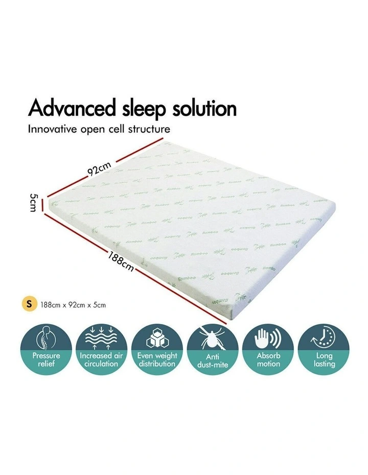 Ventilated Cool Gel Single Memory Foam Mattress Topper 5cm in Multi image 2