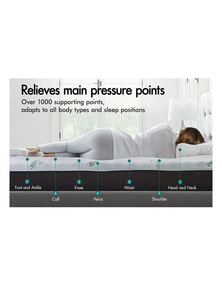 Memory Foam Topper Ventilated King Mattress Bamboo Cover 8cm in White image 4