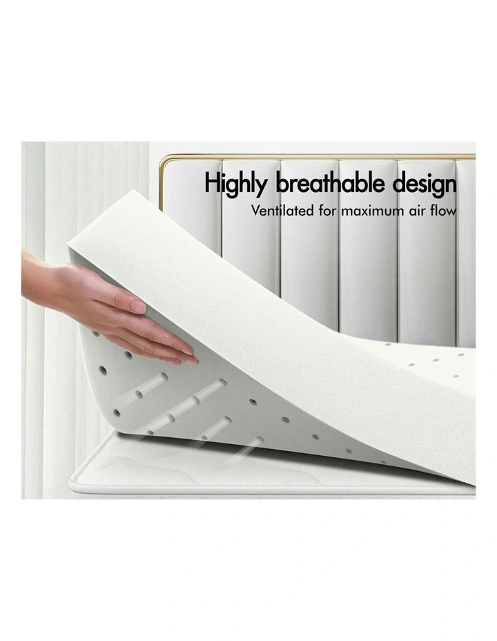 Memory Foam Topper Ventilated Queen Mattress Bamboo Cover 8cm in White image 3